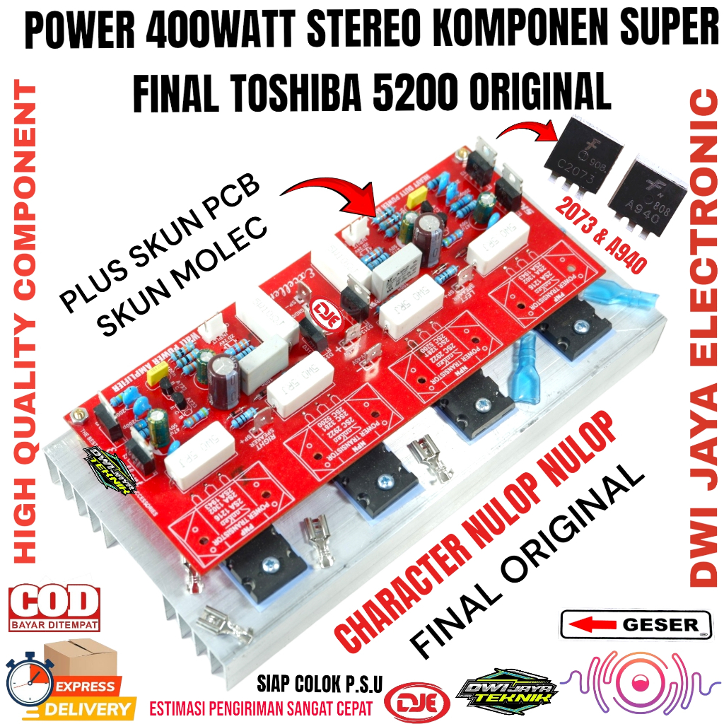 Power 400watt Stereo Komponen MKM Final Toshiba Original