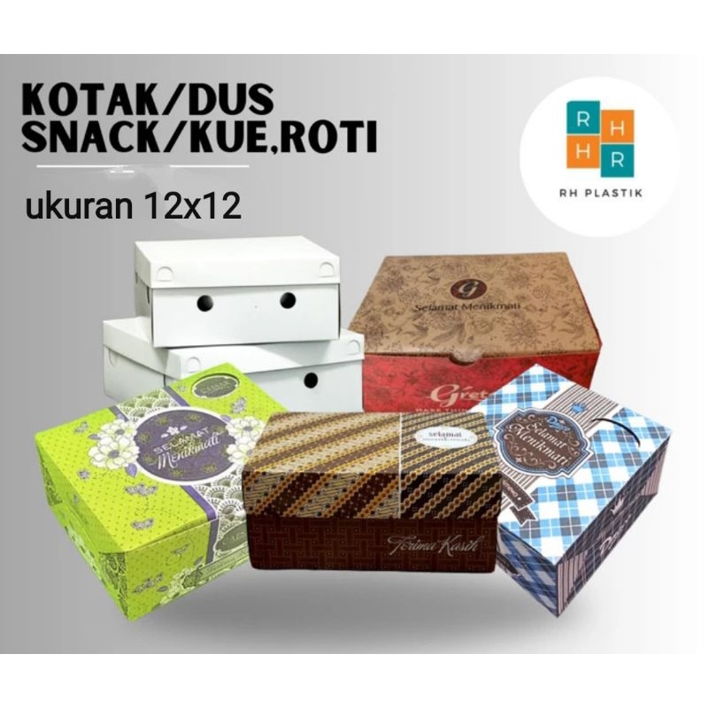 

Kotak/dus Snack,Kue,Roti uk12x12 ( 6 varian motif )