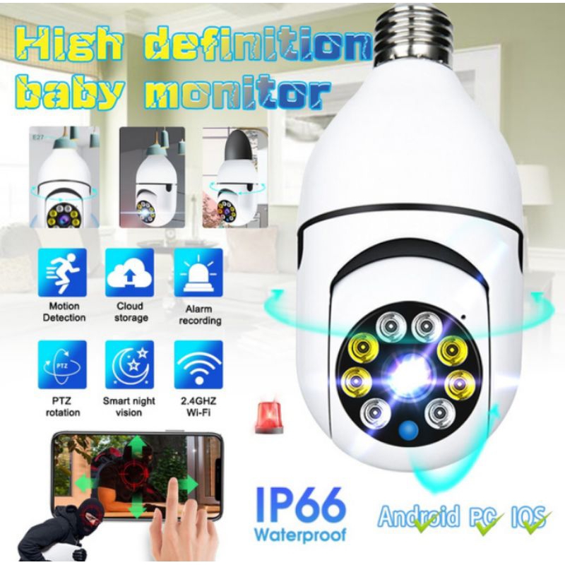 CCTV IP BOHLAM Camera Lampu Panoramic Wifi tersembunyi Kamera Light Bulb Mini Security 8MP KAMERA