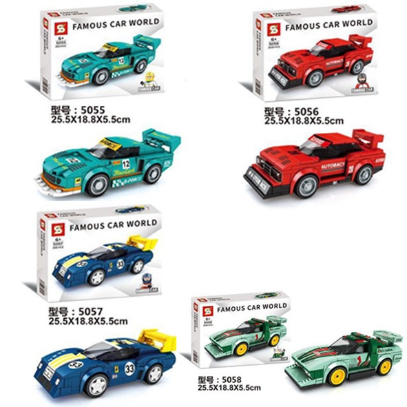 Mainan Lego Brick Mobil Balap Sembo Block Famous Car Series 607097-607100/5055-5058 Bricks Anak Eduk