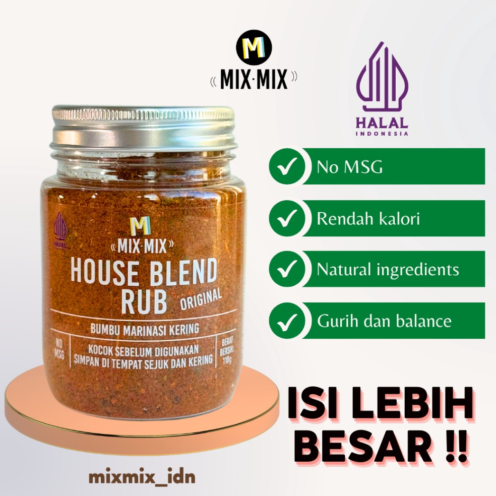 

Big Sale Mixmix House Blend Rub Bumbu Marinasi Serba Guna Rendah Lemak Spices Cajun Seasoning BBQ Grill 11 GRAM