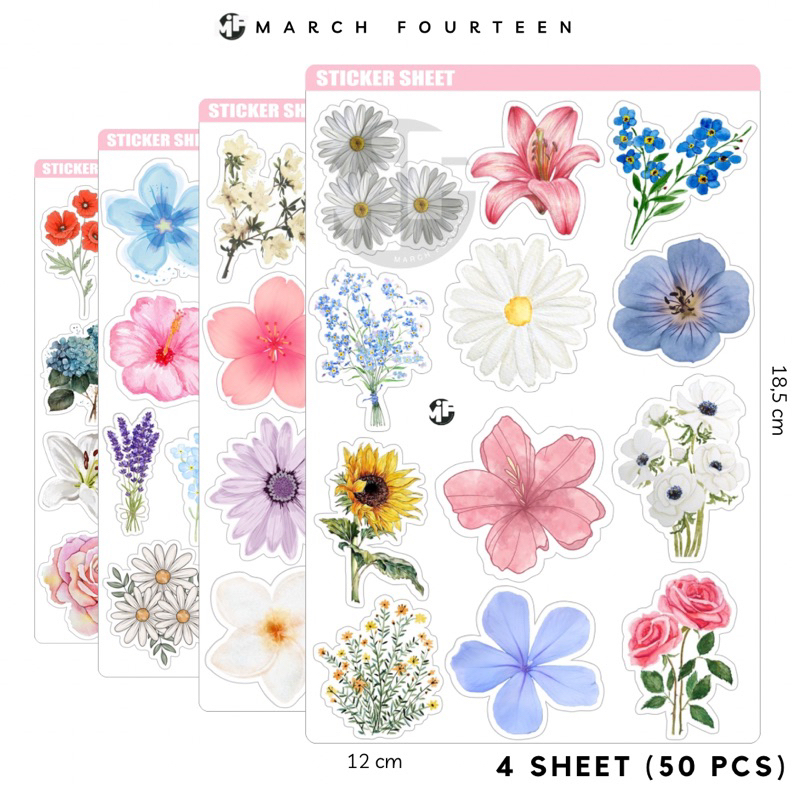 

[50 Pcs] Sticker Flowers Kiss Cut Vynil Premium Laminasi , Stiker Bunga Autumn Premium Dekorasi Laptop Tumblr Gitar