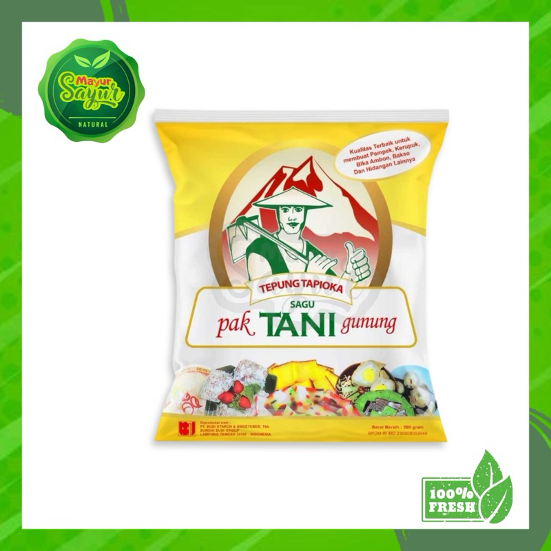 

Tepung Tapioka Cap Pak Tani / Berat 500 Gram