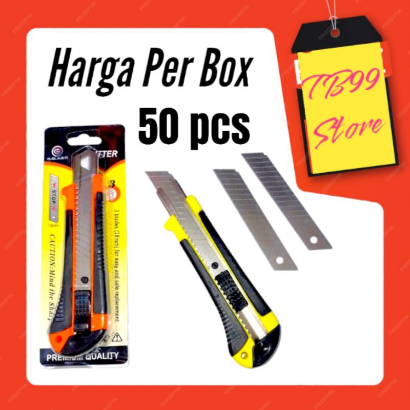 

Harga Per Box Isi 50pcs Cutter Autolock L-500 Pisau Cutter Besar Plus Refill