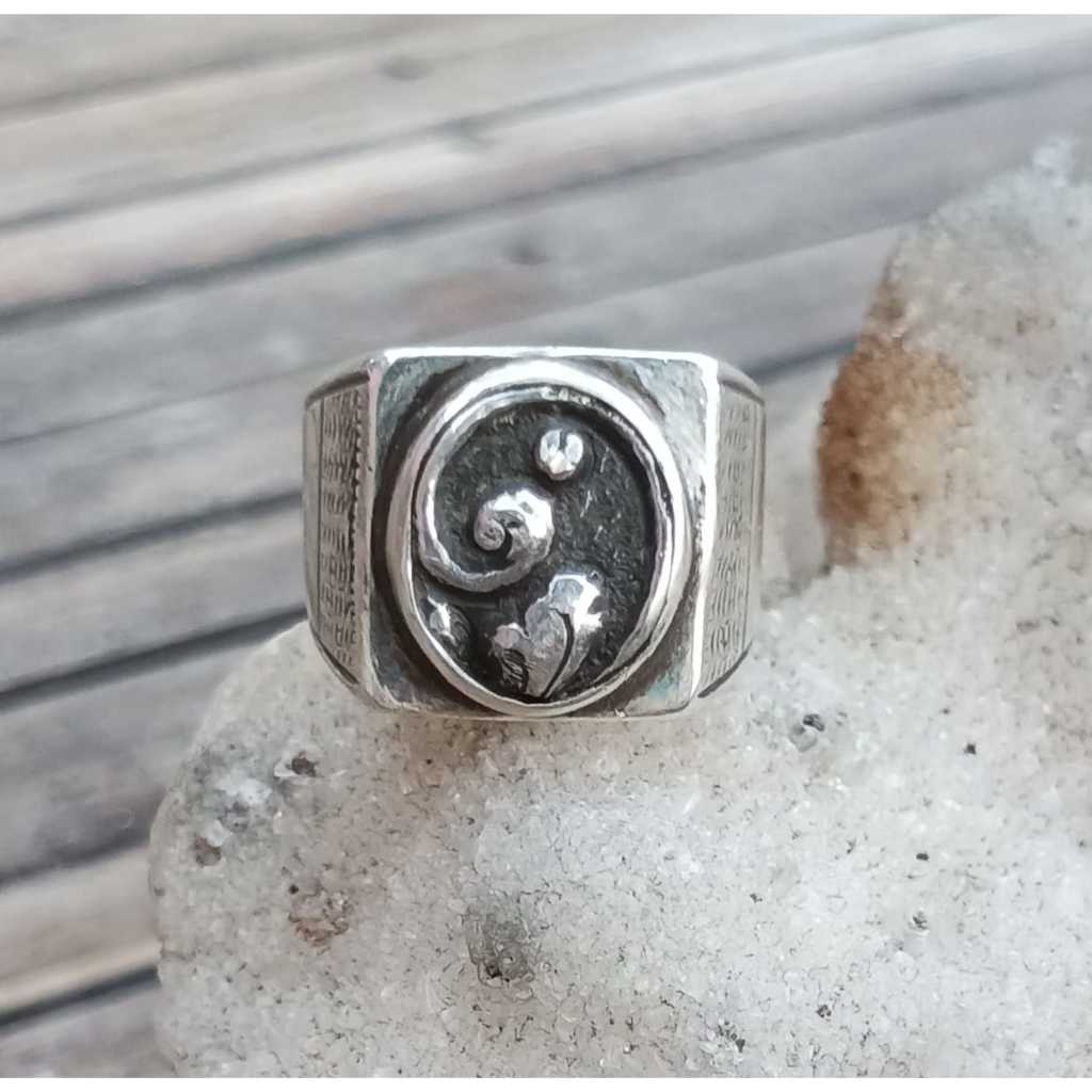 Cincin Ring Perak 925 Handmade Ukir Hiasan Unik Doff