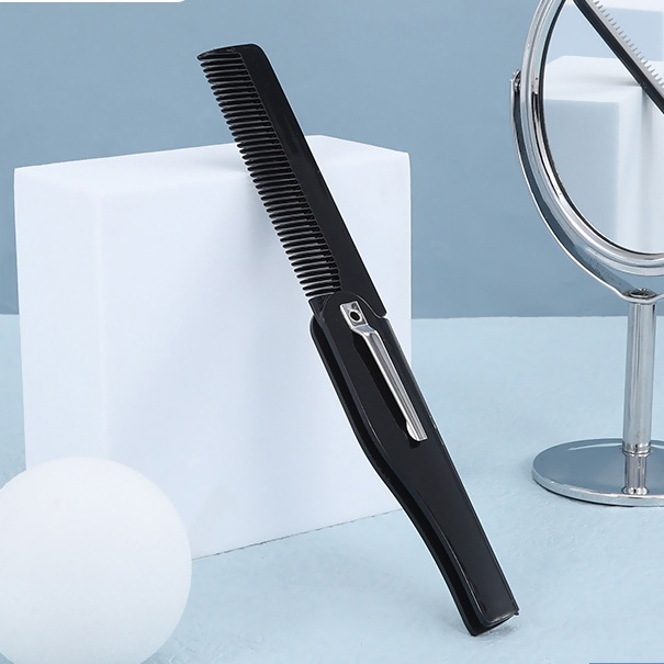 Sisir Rambut Lipat Barbershop Foldable Pocket Hair Comb Jungkat Sisir Jenggot Kumis Portable Pena Sa