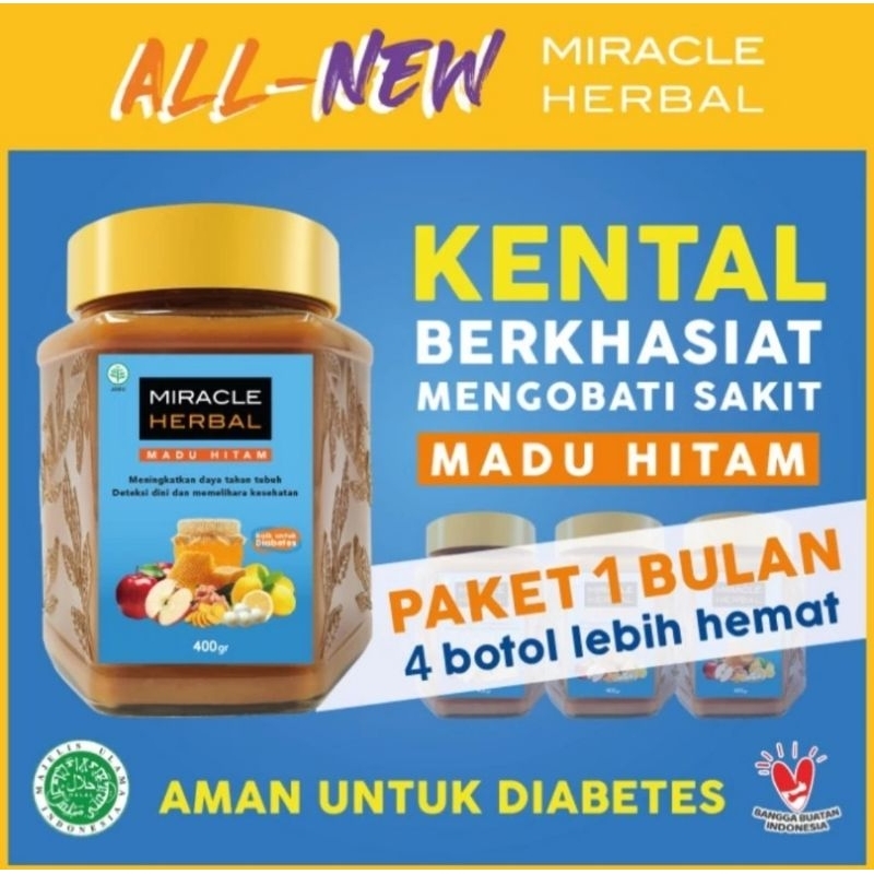 

Miracle Herbal Kemasan Baru 4Botol Madu Hitam