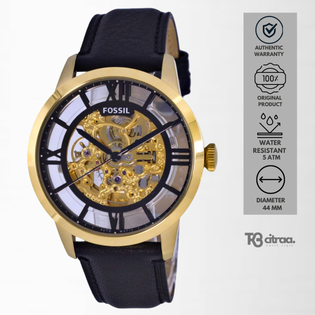 jam tangan fashion pria fossil townsman automatic analog strap kulit water resistant luxury watch ca