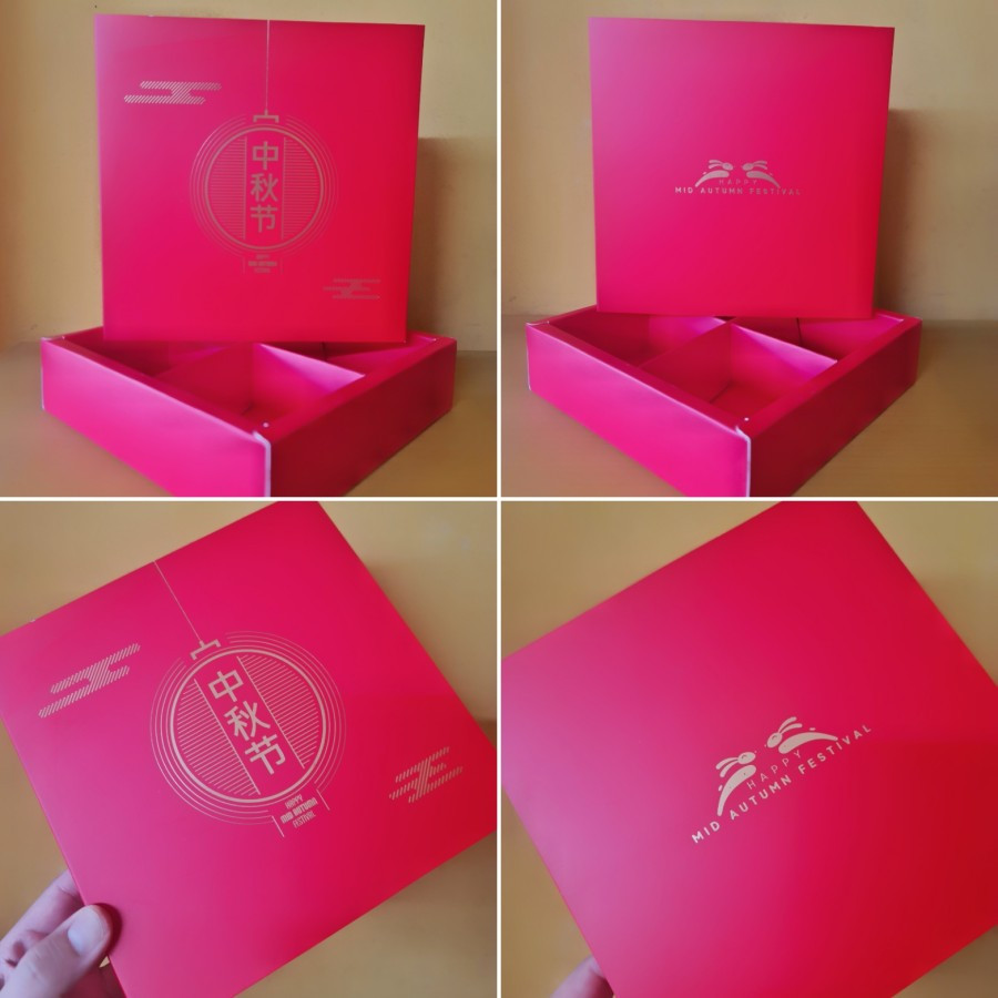 

5 pcs box kemasan mooncake 100gr sekat isi 4 ukuran 8x8cm mid autumn red