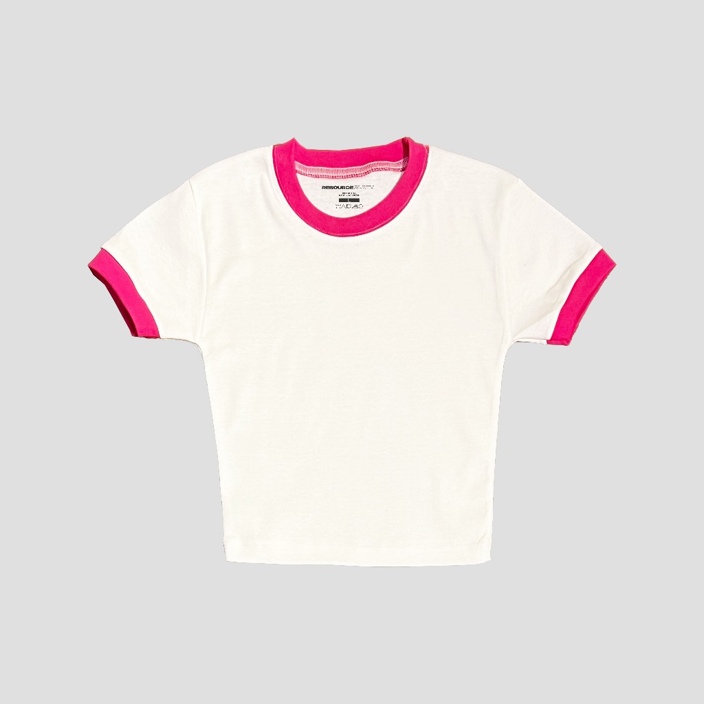 crop top ringer fusha polos - kaos polos - crop top polos - baby tee