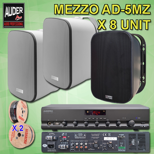 SOUND SYSTEM CAFE PAKET AUDIO MEZZO H PAKAI 8 UNIT WALL MOUNT SPEAKER 20 WATT PREMIUM WATERPROOF ORI