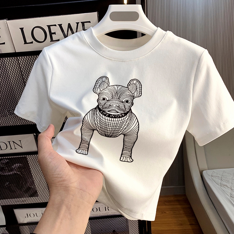 Misco T-shirt Crop Top Lengan Pendek Kaos Wanita Crop Top Korea American trendy pattern Kaos Crop Wa