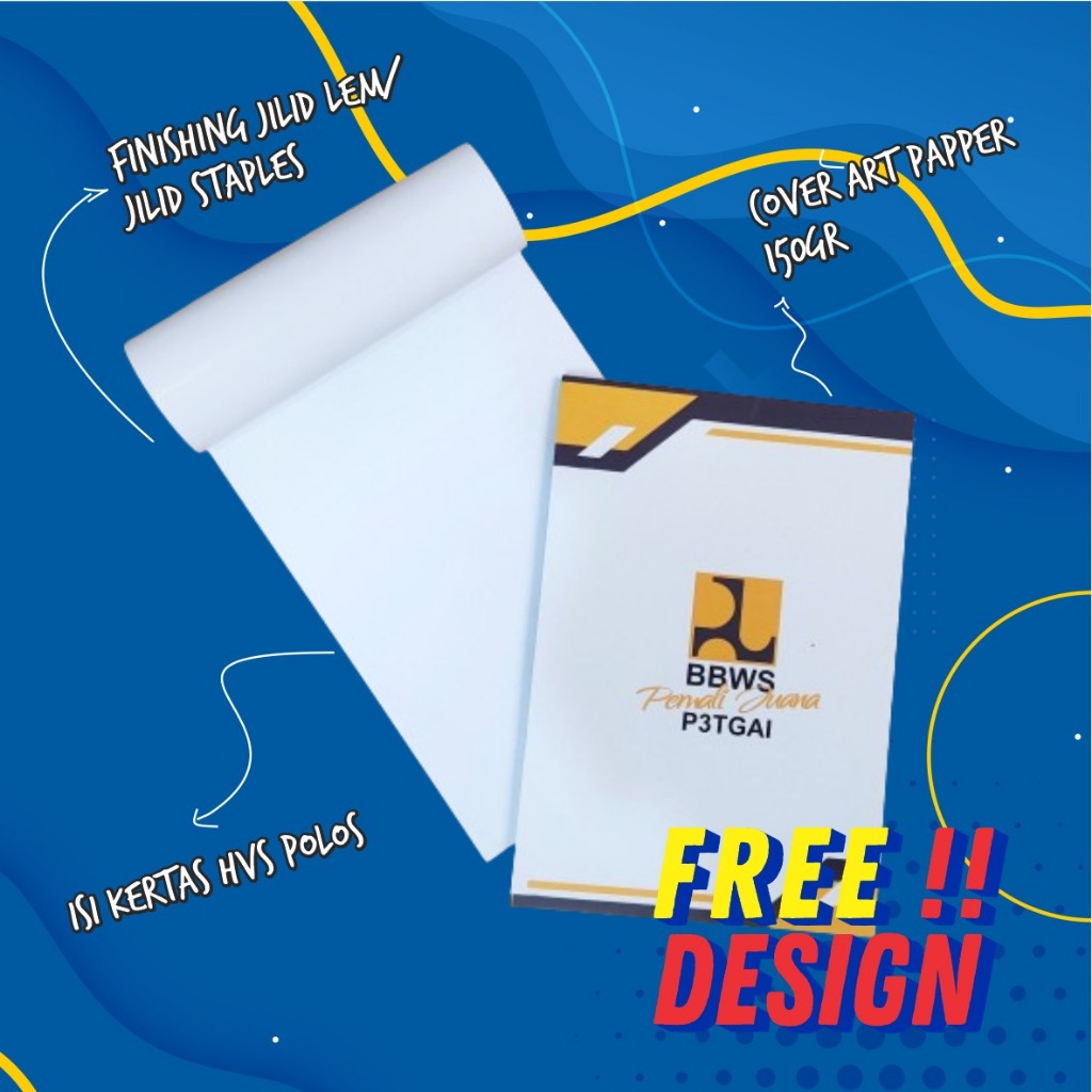 

Blocknote custom cetak isi 20 lembar A5 cover 1 muka