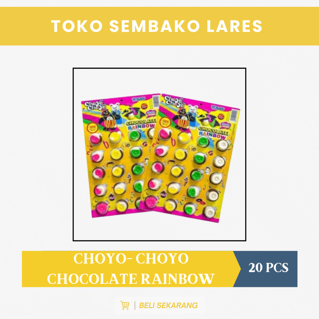 

Choyo Choyo Yosan Cup Rainbow Chocolate - Cokelat Jadul Anak Anak 20 pcs