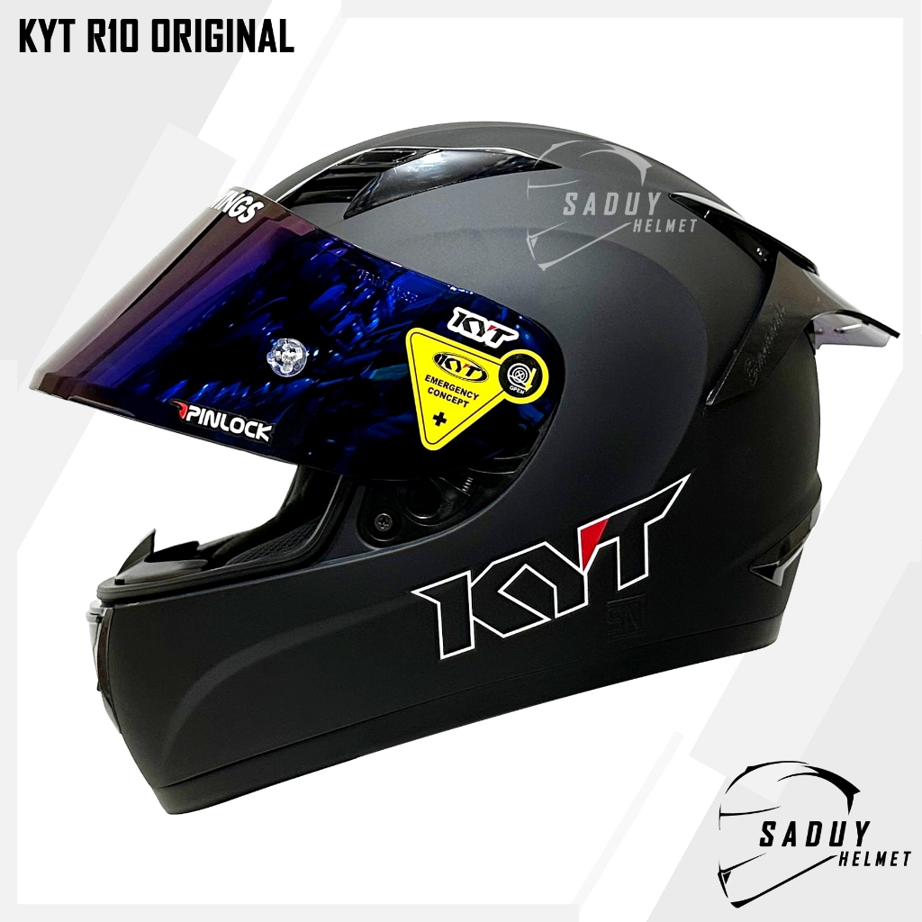 HELM KYT R10 BLACK DOFF PAKET GANTENG HELEM FULL FACE ORIGINAL