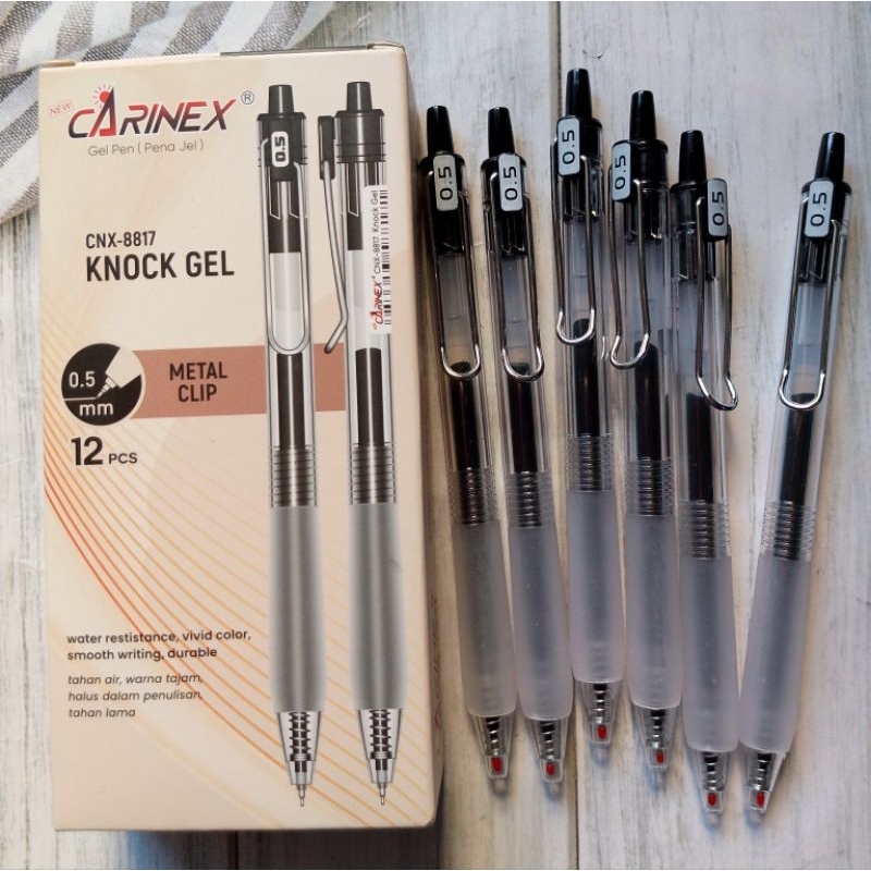 

(12PC) BOLPOIN KNOCK GEL CARINEX CNX-8817 0.5 HITAM