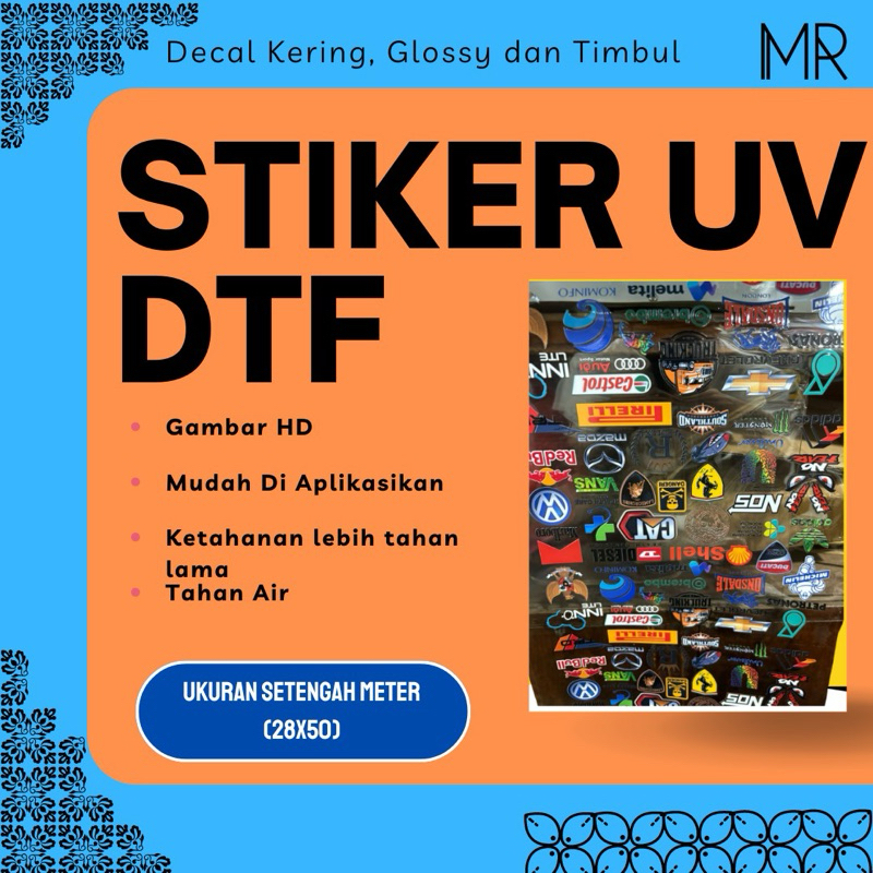 

Stiker UV DTF setengah meter (28cm x 50cm) - Decal kering gloss transparan