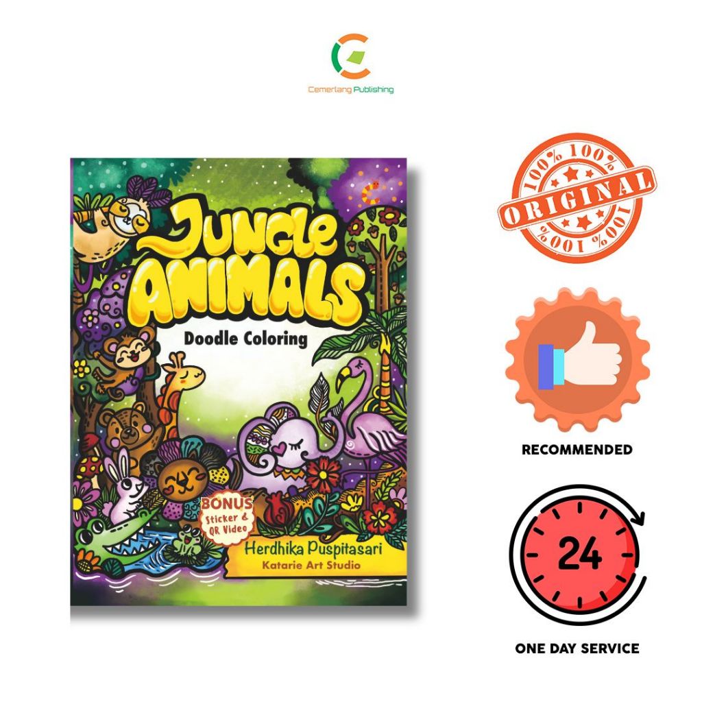 BUKU ANAK : DOODLE ART : JUNGLE ANIMALS