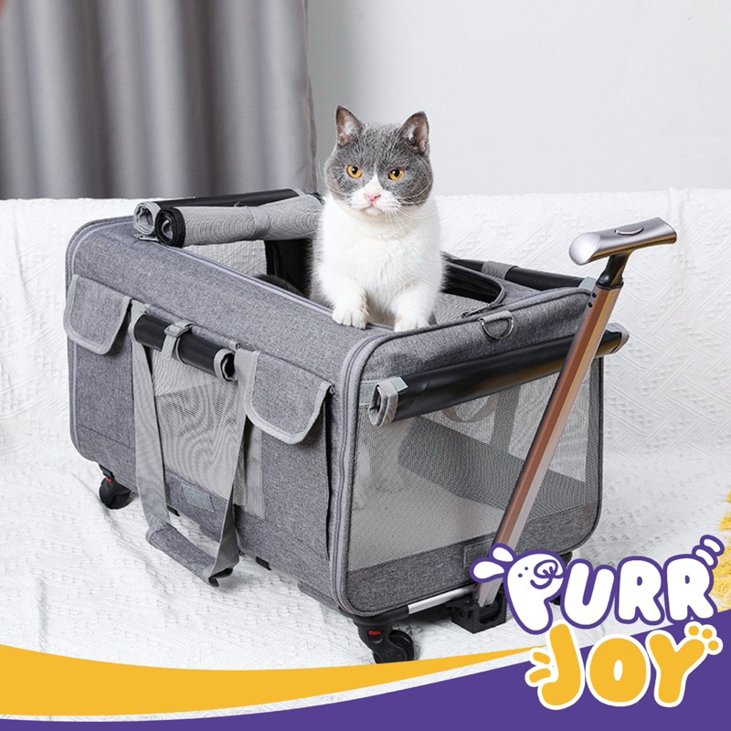 PURRJOY Portabel Pet Stroller Kucing Anjing Tas Kucing Anjing Pet Carrier Tas Hewan Tas Traveling Tr