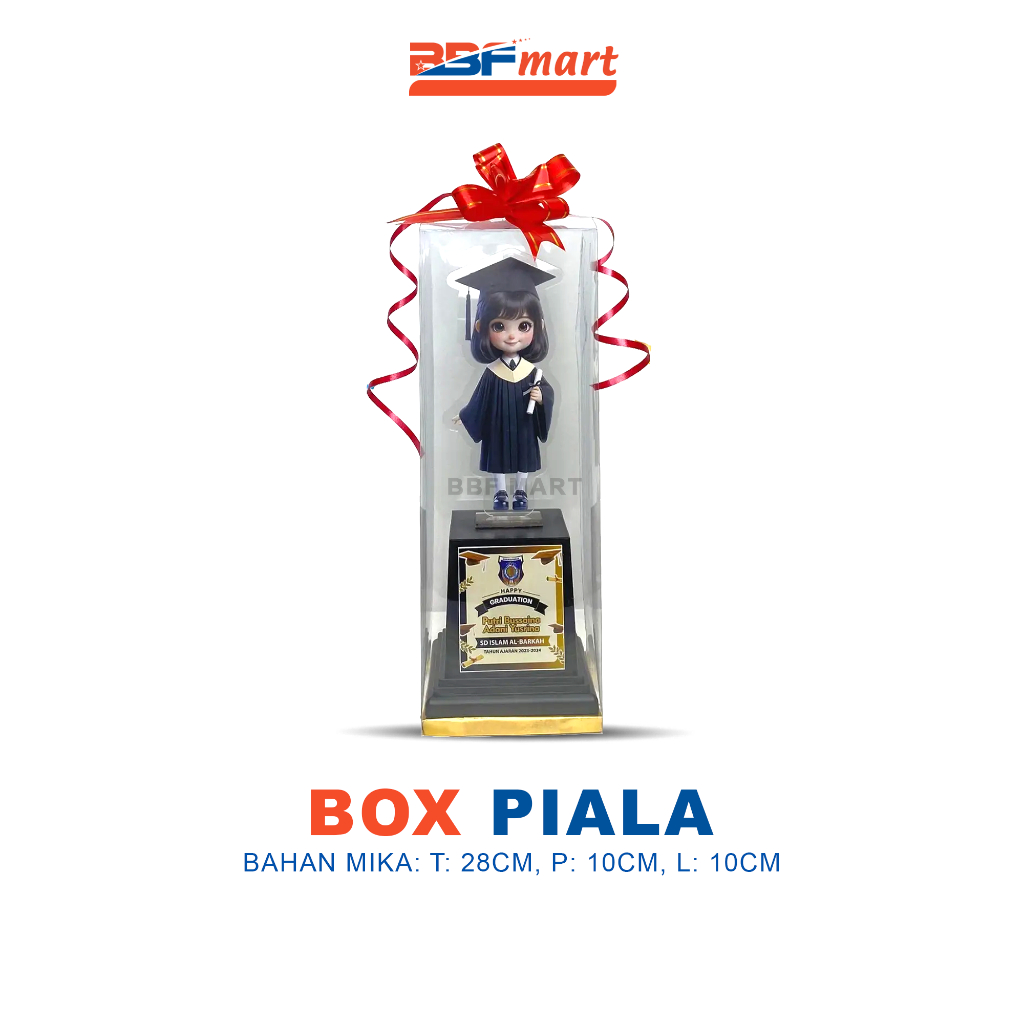 

Box Piala Kotak Mika Souvenir Hampers Trophy 10 x 10 x 28 Plus Pita dan Alas Emas