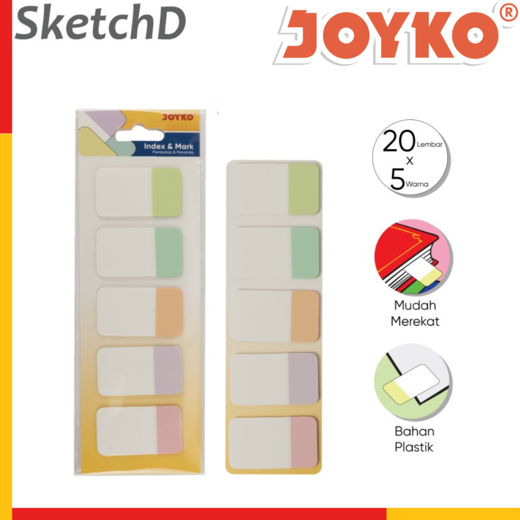 

Memo Tempel Plastik Joyko IM 62 Sticky Notes Index & Mark 5 warna pastel