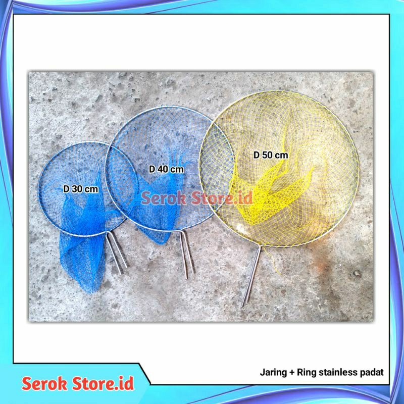 jaring serokan stainless + ring stainless tebal 6 mm + serok ikan besar super kuat