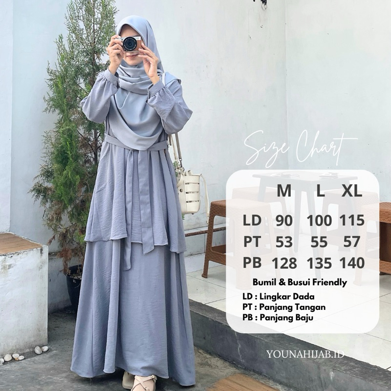 YOUNAHIJAB - RAYYA Dress Gamis Crinkle Malaysia Wanita Muslimah M - XL