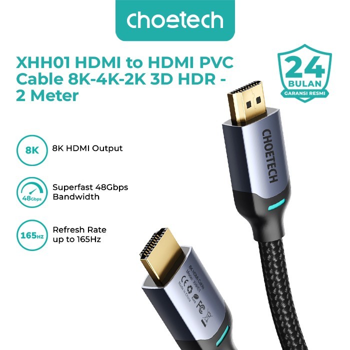 Choetech XHH01 Data Cable HDMI to HDMI 8K@60Hz 48Gbps 2M