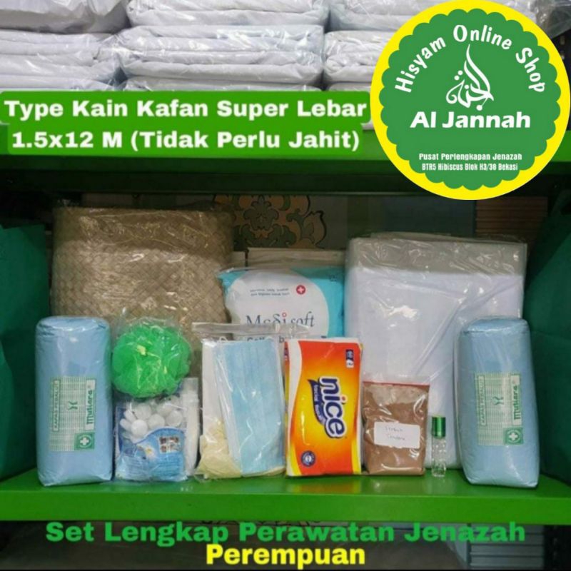 Set Lengkap Perawatan Jenazah Perempuan Kain Kafan Super