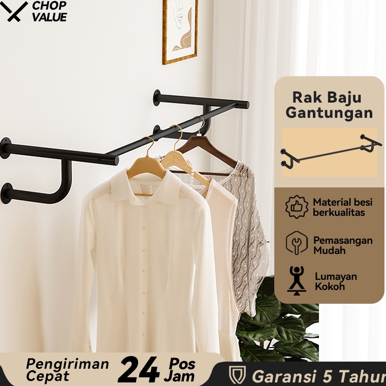 Super Oke Rak Gantung Dinding Baju Gantungan baju Aesthetic Tempat gantungan tas topi Multifungsi ra