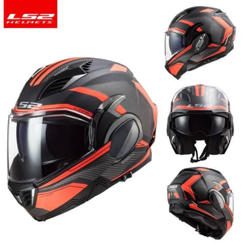 Helm Full / Halfface Modular LS2 FF900 Valiant 2 - Black Orange Matte