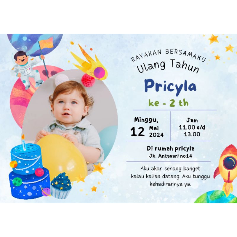 surat undangan ulang tahun anak lucu isi 30pcs
