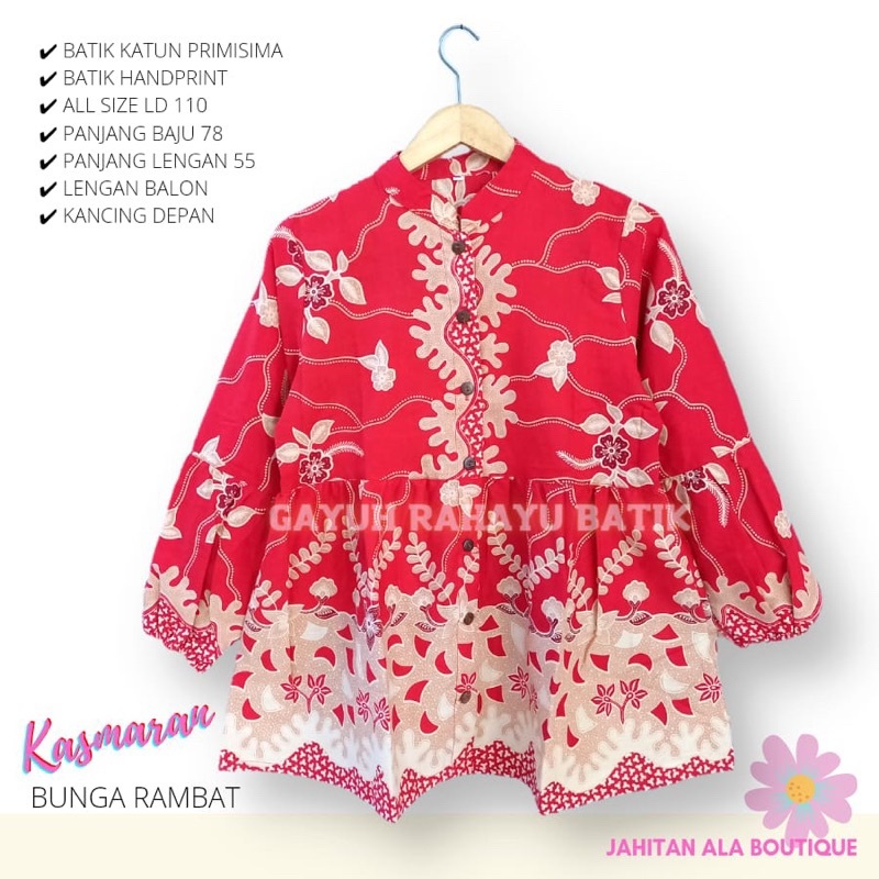 Zoela Blus Batik Jumbo Ld 120 130 140 Bahan Katun Halus