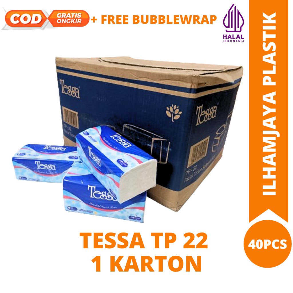 Tessa TP-22 Facial 250 Sheet 1 Karton isi 40Pcs/ Tisu Facial Tessa TP-22 Natural Soft Tisu Wajah 250