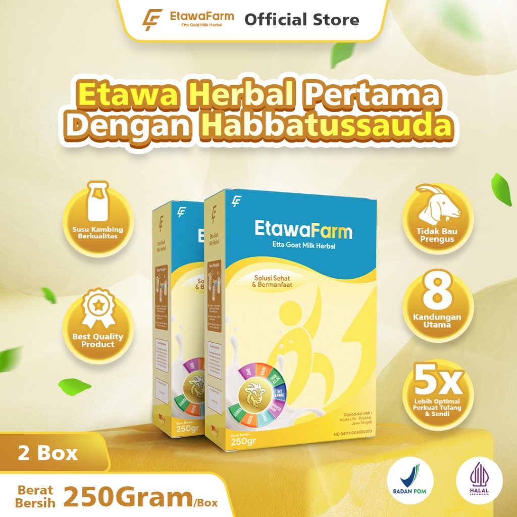 

EtawaFarm - 2 Box Etta Goat Milk Herbal dengan Habbatussauda Isi 500 Gram