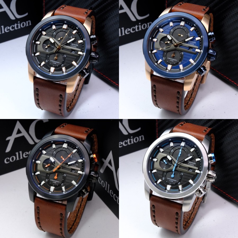 Alexandre Christie AC 6562 Full Black Jam Pria Original Ori