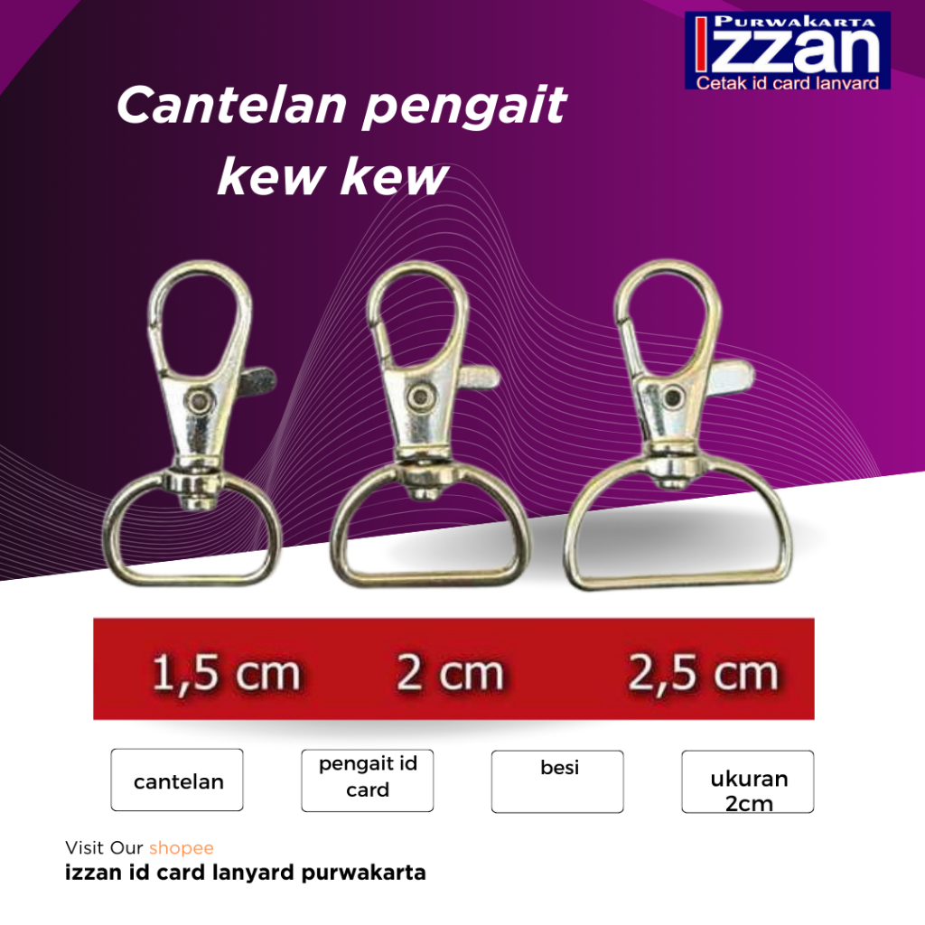 

KEW KEW Kait Besi Cantelan Gantungan Pengait Pita Lanyard ID Name Card ukuran 2cm