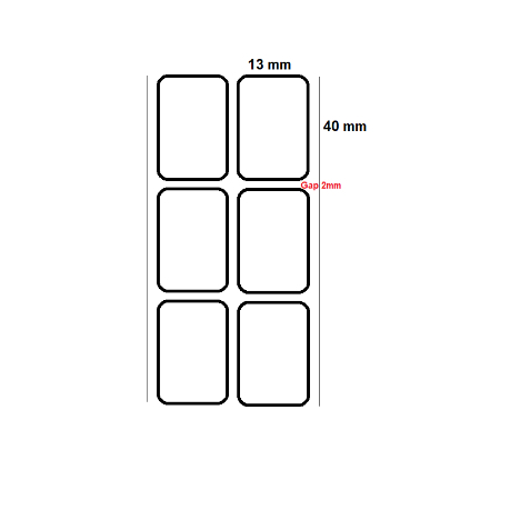 

Label sticker barcode Semi Coated 13x40mm 2 Line 1200pcs Gap 2mm (1 Pack 3 Roll), Core 1