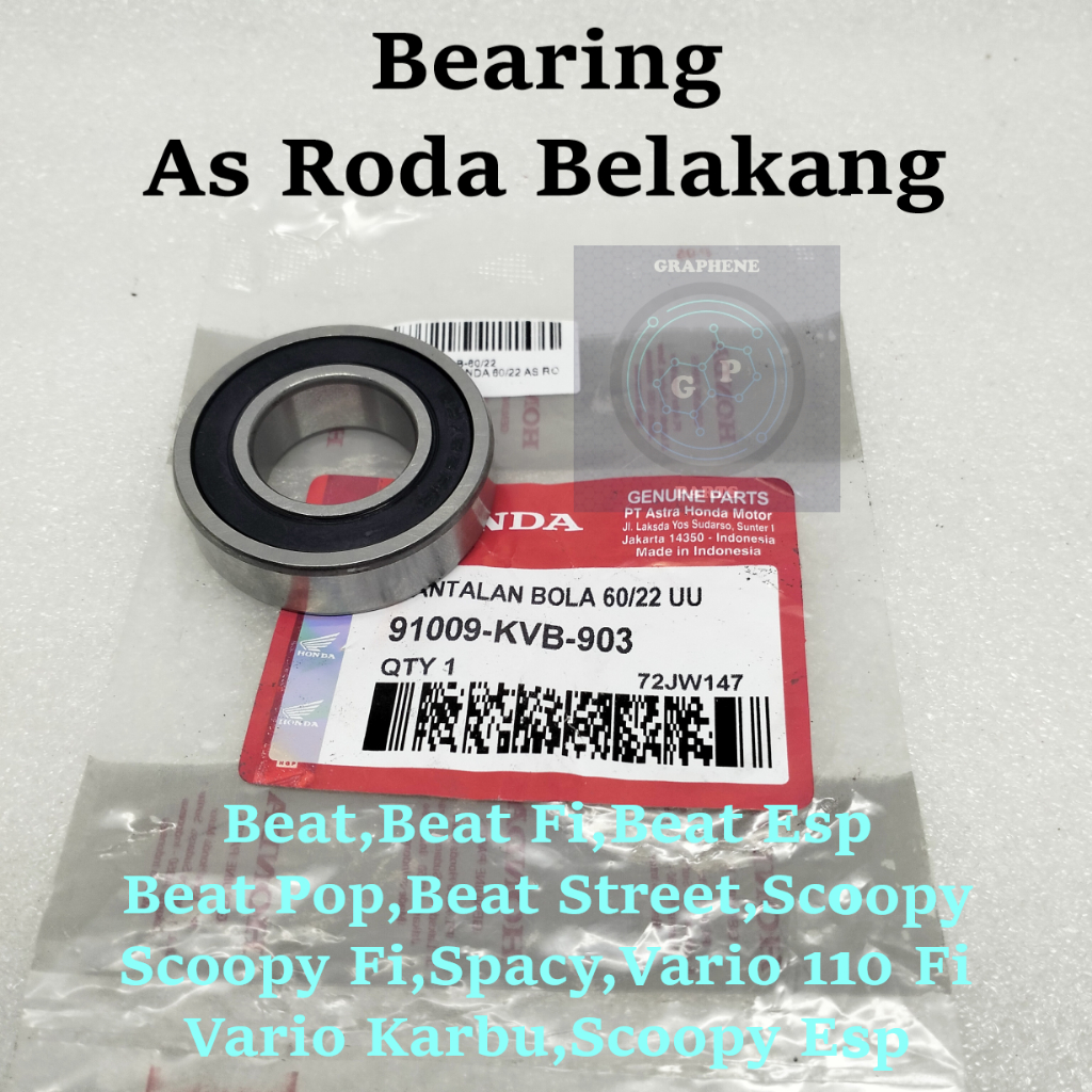 Klahar Bearing As roda belakang Honda Beat Scoopy Spacy Vario 110 karbu Injeski FI ESP 60/22 ORI ASL