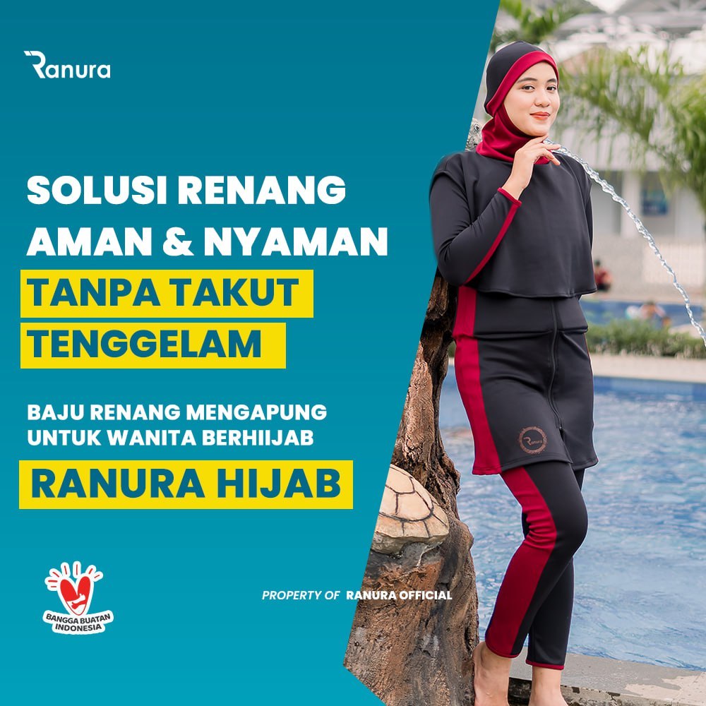 Baju Renang Wanita Dewasa Muslimah / Ranura / Baju Renang Mengapung Ranura Hijab