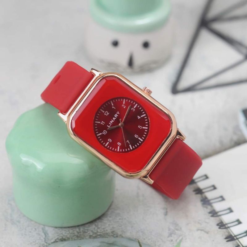 Jam Tangan Wanita L-6777 Rubber Free Box Tanggal Aktif