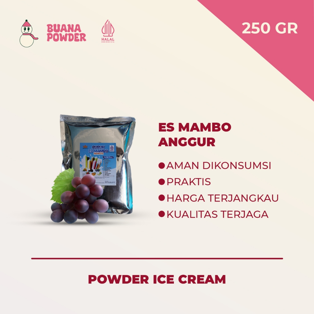 

BUANAPOWDER - BUBUK ES MAMBO ANGGUR / ES LILIN MAHKOTA 250 gr