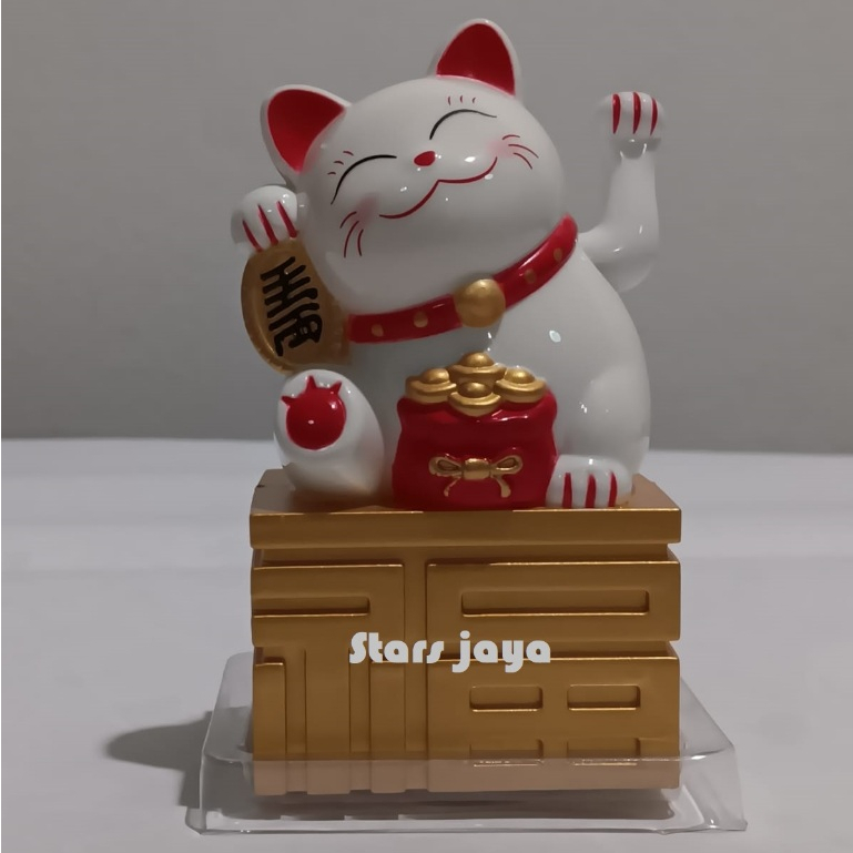Patung Kucing Hoki Lucky Cat Tangan Gerak Goyang Cina Solar Mini Kecil jepang