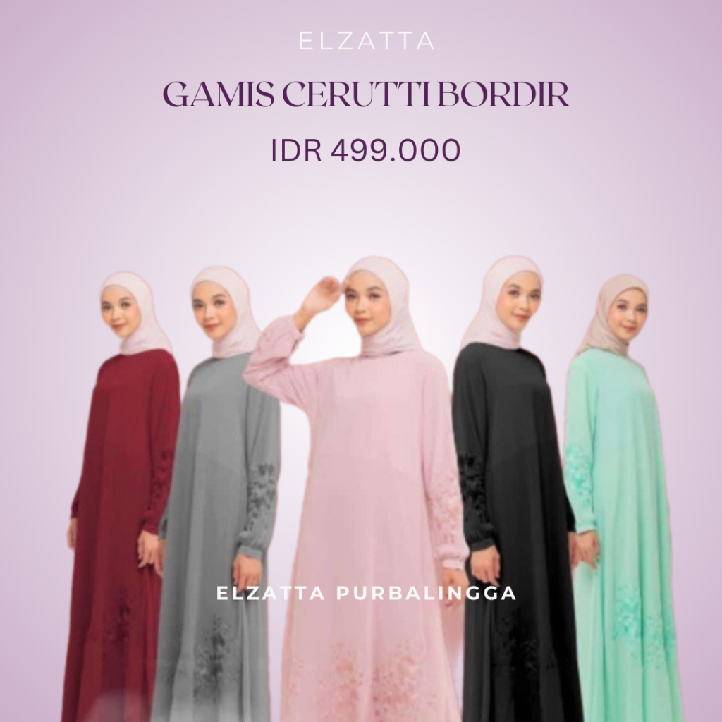 Elzatta Gamis Wanita Cerutti Bordir Gamis Wanita Bahan Cerutti Premium Elzatta