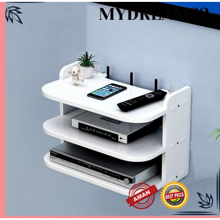 Rak gantung Rak dinding modem Rak Gantung Set Top Box / DVD / Modem / Wifi / Router / 3 Susun MD1024