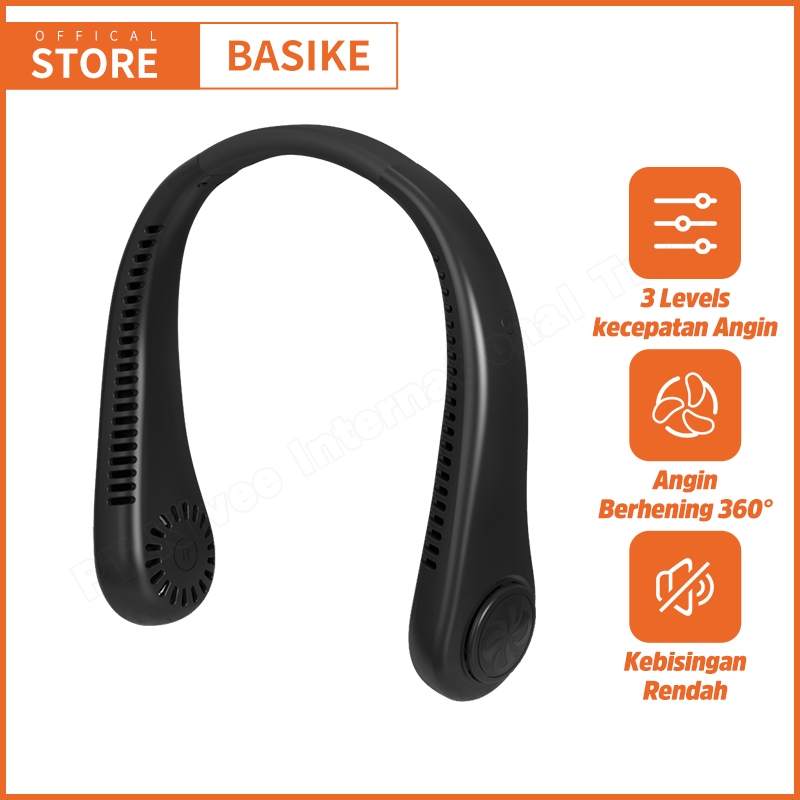 (HOT)BASIKE Kipas Angin Mini Portable Leher 3 Speed Sports Outdoor Fan USB Neck Cooling Equipment