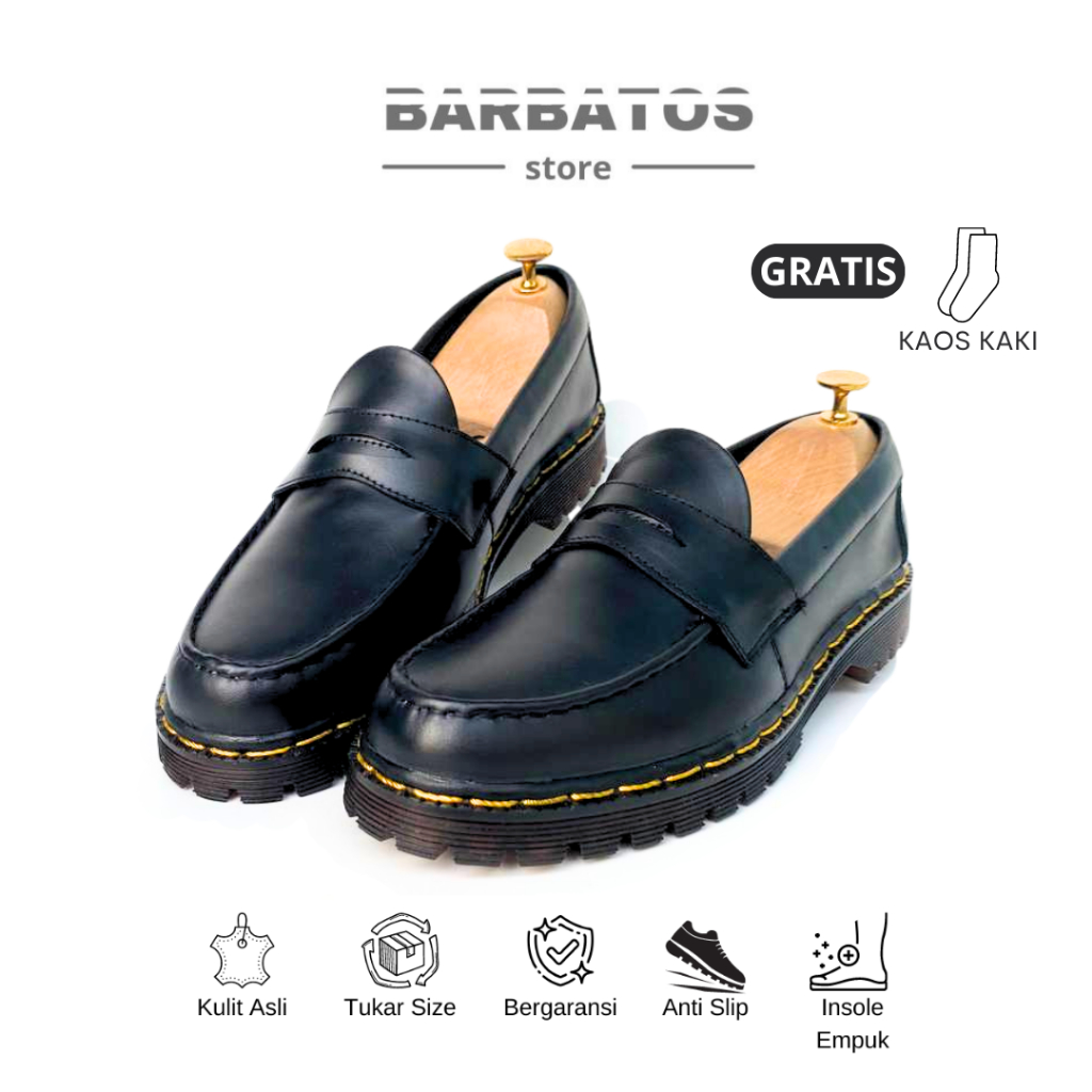 Sepatu Docmart Pria Loafer Penny Kulit Asli