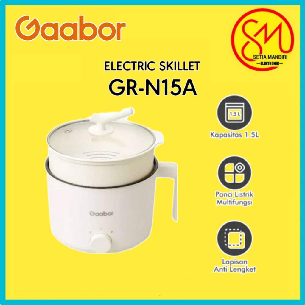 Gaabor Panci Listrik Low Watt Serbaguna Electric Cooker Anti Lengket Kapasitas 1.5L