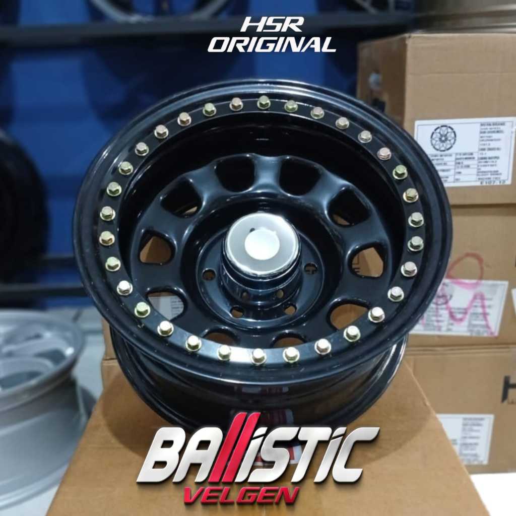 Velg Mobil Offroad Ring 15 Lubang Baut 6 Velg Original HSR Wheel Type Beadlock Mokupo Warna Black