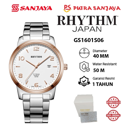 Jam Tangan RHYTHM GS1601S06 / GS1601S03 Original Garansi Resmi 1  tahun Stainless Steel